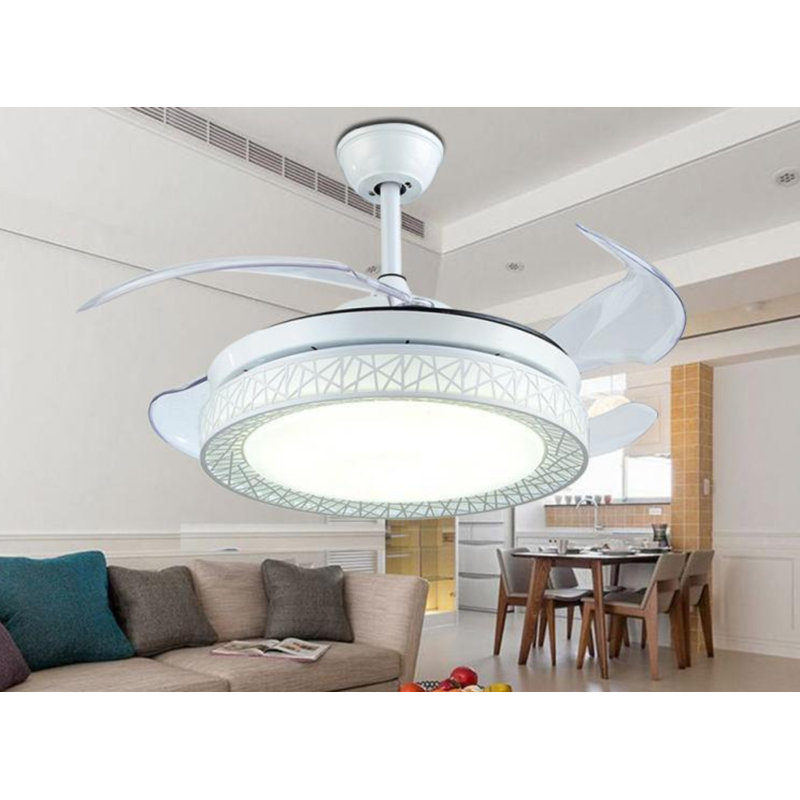 Ebern Designs 42'' Lance 4 - Blade LED Smart Retractable Blades Ceiling